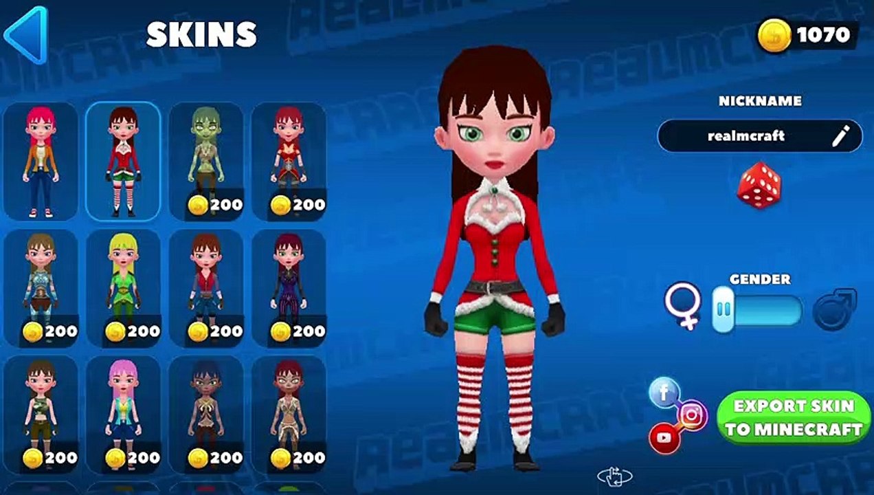 Holiday skin for girls  in Realmcraft Game || #minecraftfree​ game #blockcraft