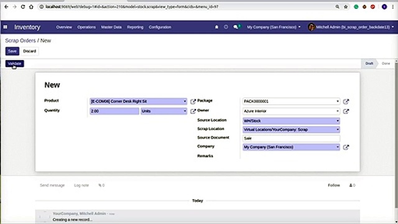 How to put Custom Backdate and Remarks on Scrap | Odoo Apps Features