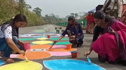Image of the day: 8-km long Rangoli made to spread voter awareness in Assam