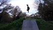 Guy Does Mountainboarding on Dirt and Wooden Ramps