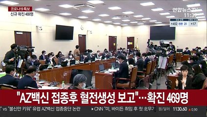 "AZ백신 접종후 혈전생성 보고"…확진 469명