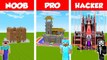 Minecraft NOOB vs PRO vs HACKER- SAFEST CASTLE BASE CHALLENGE in Minecraft _ Animation