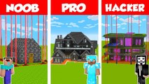 Minecraft PRO vs NOOB vs HACKER- SAFEST BEDROCK HOUSE CHALLENGE in Minecraft _ Animation