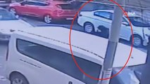 Avcılar’da feci kaza, araba çarpan kadının havaya savrulması kamerada