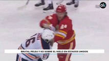 Brutal pelea y KO sobre el hielo en Estados Unidos