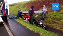 Motociclista fica gravemente ferido após colisão com carro na rodovia PR-486
