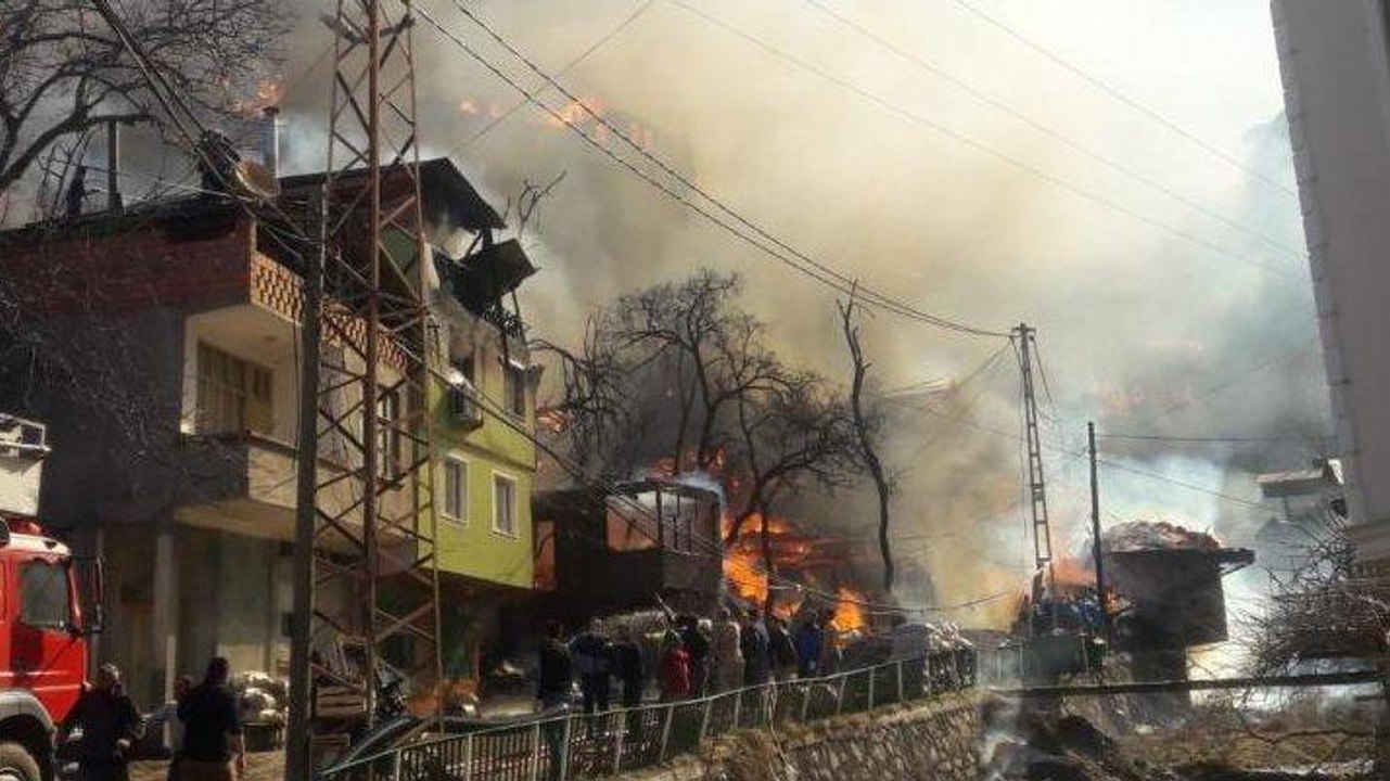 Artvin'in Yusufeli ilçesi Dereiçi köyünde yangın