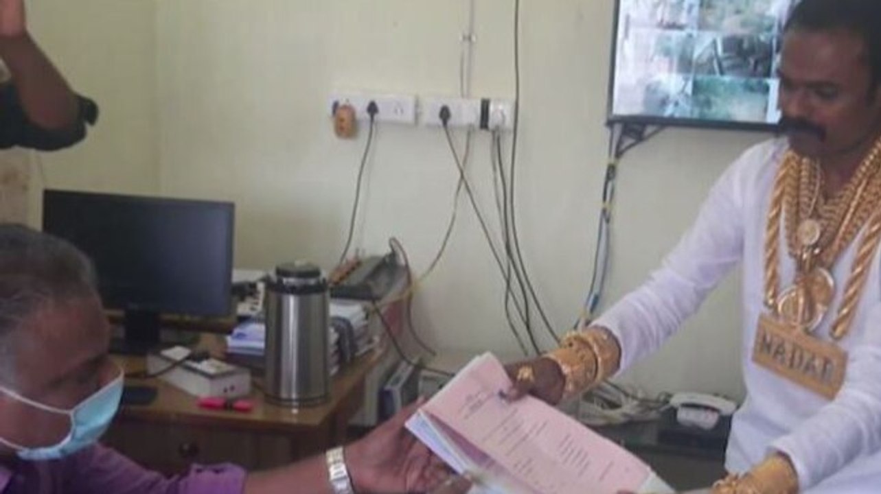 Image of the day: Wearing 5 kg of gold, candidate files nomination for Tamil Nadu polls