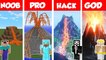 Minecraft NOOB vs PRO vs GOD- VOLCANO HOUSE BUILD CHALLENGE in Minecraft _ Animation