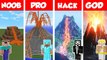 Minecraft NOOB vs PRO vs GOD- VOLCANO HOUSE BUILD CHALLENGE in Minecraft _ Animation