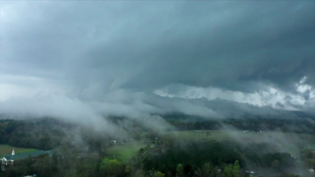 Tornado-warned storms viewed from up above
