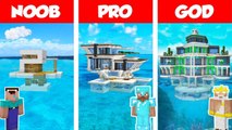 Minecraft NOOB vs PRO vs GOD- MODERN HOUSE ON WATER BUILD CHALLENGE in Minecraft _ Animation