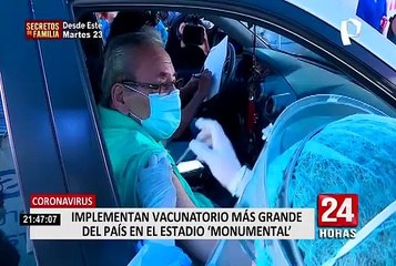 Grandes colas se formaron en el Estadio Monumental para vacunación de adultos mayores