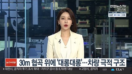 30m 협곡 위에 '대롱대롱'…차량 극적 구조