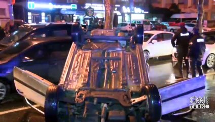 Araç takla attı, sürücü sıkıştı