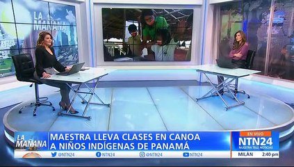 Maestra lleva en canoa clases a niños indígenas en Panamá
