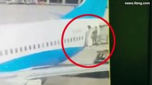 Flight attendant injured after falling nine feet from plane door