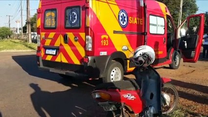 Condutora de Biz fica ferida ao ser atingida na traseira por carro às margens da BR-277