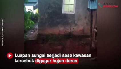 Sungai Cihaur Sagaranten Sukabumi Meluap, 2 Rumah Terancam