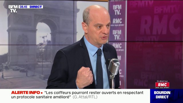 Jean-Michel Blanquer: à l'école, les tests salivaires donnent un taux de contamination en moyenne d'environ 0,5%