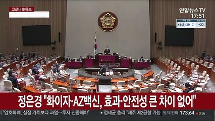 정은경 "화이자·AZ백신, 효과·안전성 큰 차이 없어"