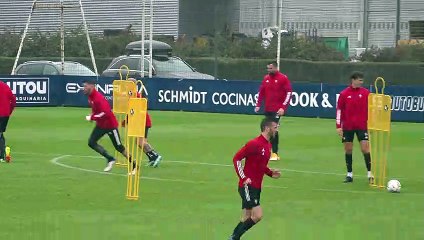 Entrenamiento de Osasuna a solo 24 horas de jugar en Huesca
