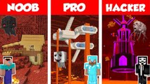 Minecraft NOOB vs PRO vs HACKER- MODERN NETHER HOUSE BUILD CHALLENGE in Minecraft _ Animation