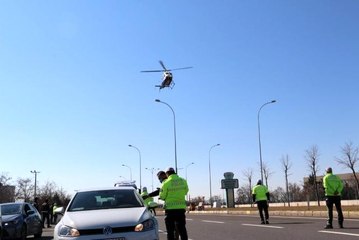 Aksaray'da helikopter destekli trafik uygulaması
