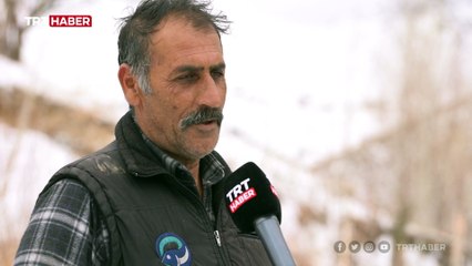 Karlı arazide yiyecek arayışı dronla görüntülendi