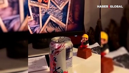 Sahibi ile saklambaç oynayan sevimli papağan kamerada