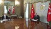 Cumhurbaşkanı Recep Tayyip Erdoğan, Avrupa Komisyonu Başkanı Ursula von der Leyen ve Avrupa Konseyi Başkanı Charles Michel ile videokonferans...
