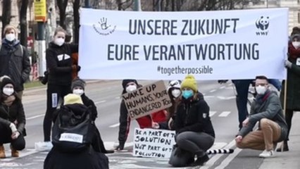 Miles de jóvenes se unen en cadena en Viena contra el cambio climático