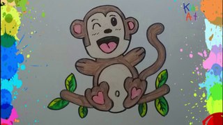 Aprende los Colores y Como Dibujar un Mono Kawaii Paso a Paso | Kids Art