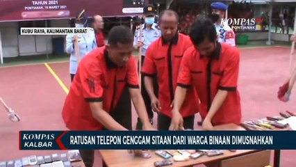 Petugas Musnahkan Handphone, Alat Elektronik, hingga Senjata Tajam Hasil Razia di Lapas Pontianak