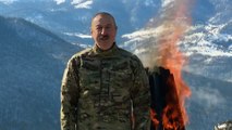 BAKÜ - Azerbaycan Cumhurbaşkanı İlham Aliyev, Şuşa'da Nevruz ateşini yaktı