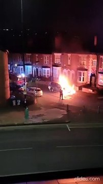 Firefighters battle car blaze after shocked residents woken by 'loud bangs'