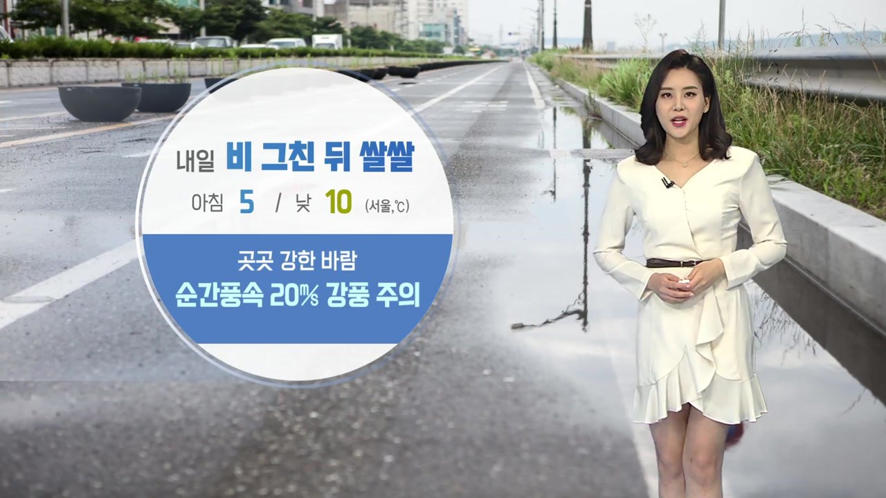 [날씨] 내일 비 그친 뒤 쌀쌀...곳곳 강한 바람 주의 / YTN