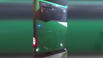 GZT Giresunspor kafilesini taşıyan otobüsün camı taşla kırıldı