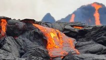 Get a closeup view of lava fountains at Iceland volcano