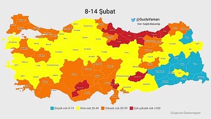 Covid-19 vaka haritası tamamen kırmızıya doğru gidiyor