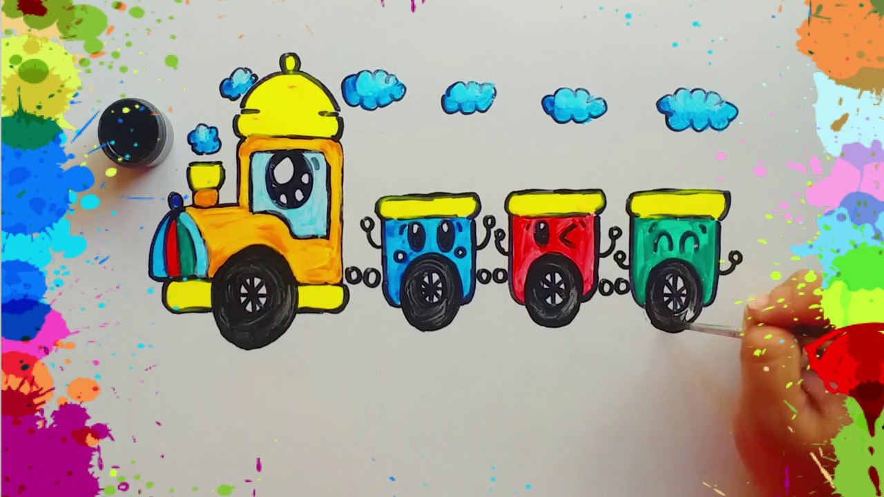 Aprende los Colores y Como Dibujar un Tren Kawaii Facil Paso a Paso | Kids Art