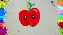 Aprende los Colores y Como Dibujar una Manzana Kawaii | Manzana Kawaii | Paso a Paso | Kids Art
