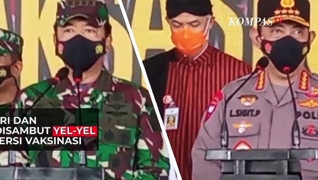 Ganjar, Kapolri & Panglima TNI Disambut Yel-Yel Terpesona Versi Vaksinasi