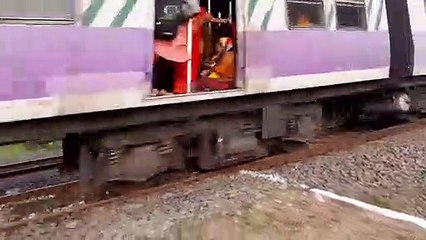 Download Video: Bandel-Katwa Local Train with Yellow Head & White pink color Body Medha Local skipping a curve