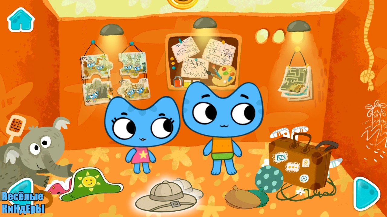 Котики, вперед! Мульт-игра Котя и Катя отправляются в экспедицию за обезьянкой   в кроссовках  Весёлые КиНдЕрЫ