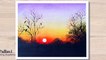 Easy and beautiful sun rise painting for beginners with Poster colour. _Pallavi Drawing Academy