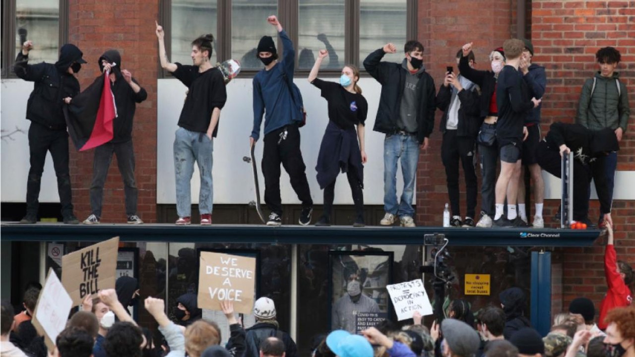 Bristol Protest: Protestors torch police vehicles