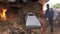 Şehir hayatını bırakıp dağ evine yerleşti! Mağarada çadır kurup bekliyor, haftalık 2 bin TL kazanıyor
