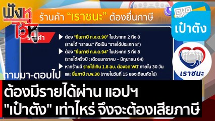 ต้องมีรายได้ผ่าน แอปฯ "เป๋าตัง" เท่าไหร่ จึงจะต้องเสียภาษี | ฟังหูไว้หู (19 มี.ค.64)