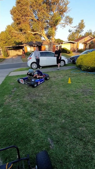 Go-Kart Drifts on  Grass